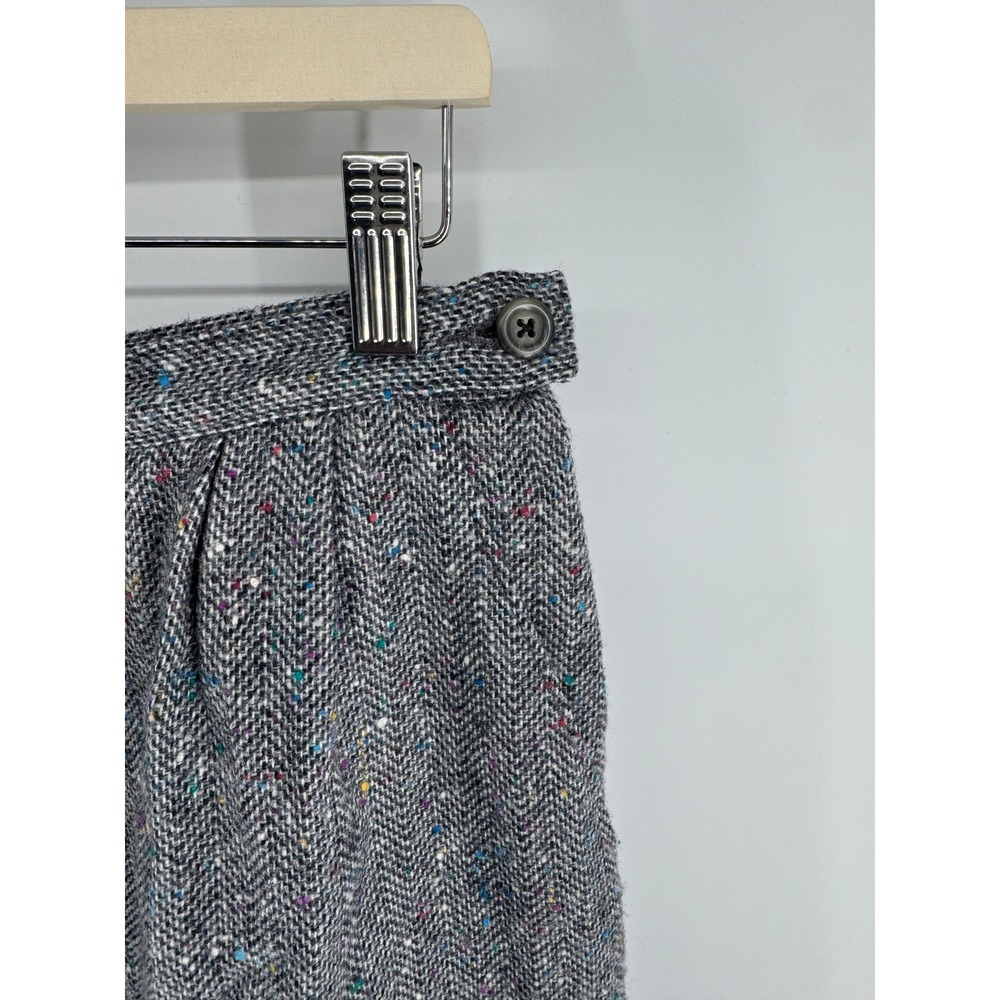 Vintage Pendleton Grey Herringbone Wool Confetti Tweed Pencil Skirt Size 12 USA - Picture 2 of 6